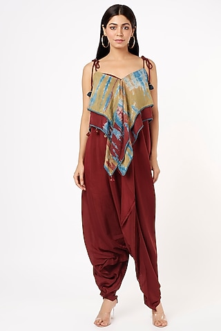 Maroon Tie-Dyed Jumpsuit by Capisvirleo