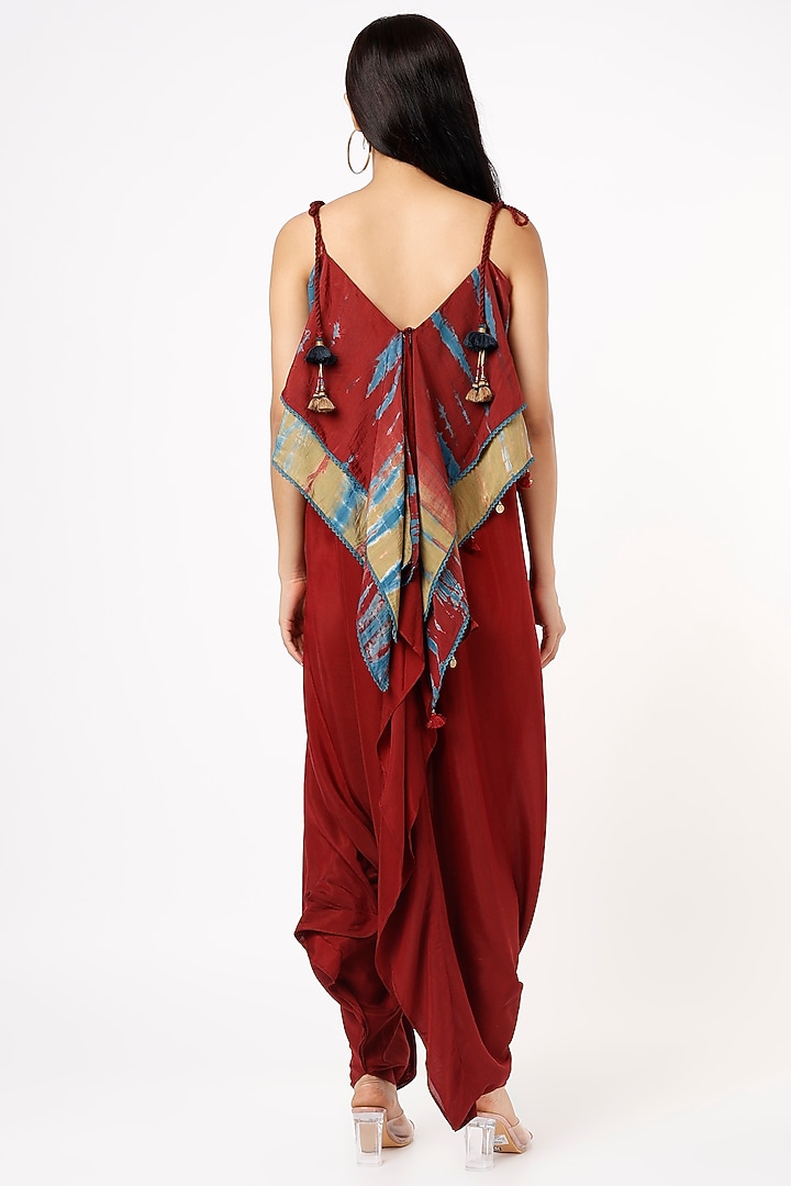 Maroon Tie-Dyed Jumpsuit by Capisvirleo at Pernia's Pop Up Shop