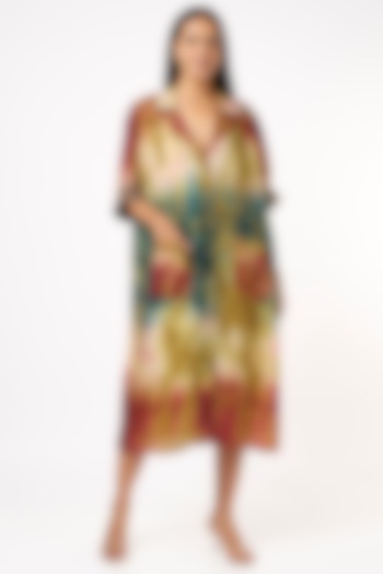Mustard Habutai Silk Coat Collar Dress by Capisvirleo