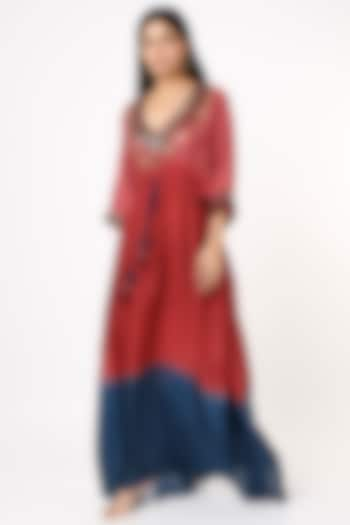 Red Embroidered Kaftan Dress by Capisvirleo at Pernia's Pop Up Shop