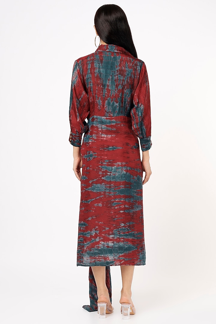 Red Habutai Silk Asymmetrical Vacation Dress by Capisvirleo at Pernia's Pop Up Shop