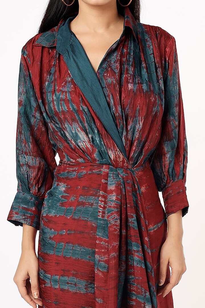 Red Habutai Silk Asymmetrical Vacation Dress by Capisvirleo at Pernia's Pop Up Shop