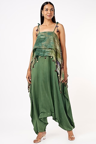 Mehendi Cotton Silk Printed Jumpsuit by Capisvirleo