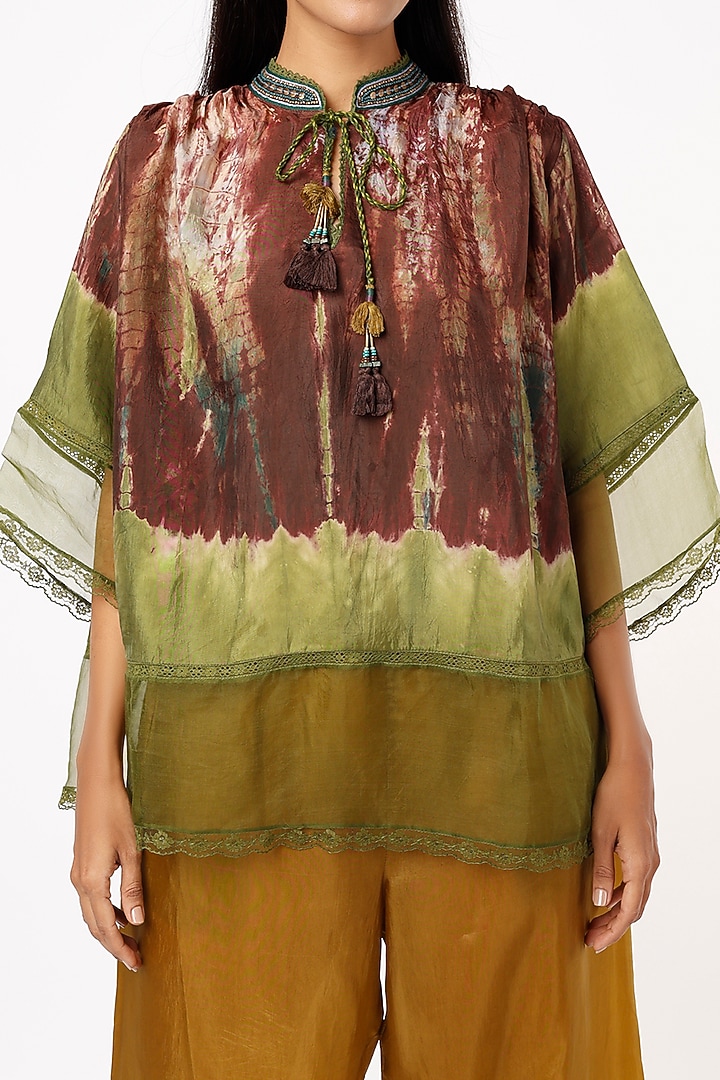 Multi-Coloured Habutai Silk & Organza Tunic by Capisvirleo at Pernia's Pop Up Shop