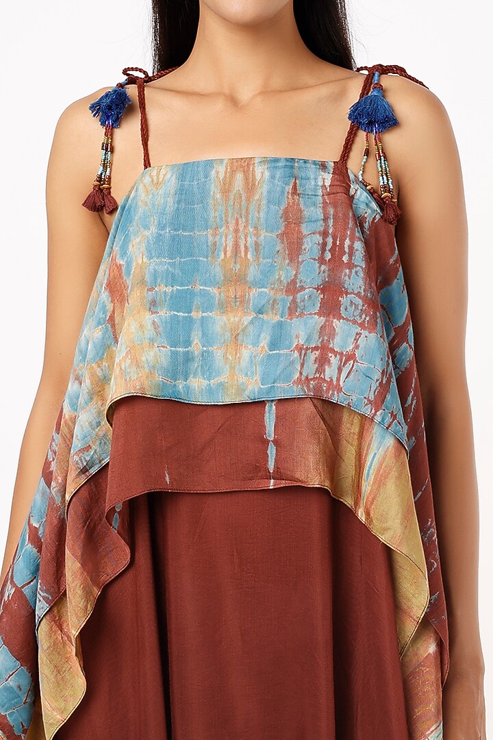 Maroon Cotton Silk Printed Jumpsuit by Capisvirleo at Pernia's Pop Up Shop