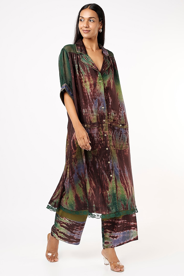 Multi-Coloured Habutai Silk Tunic Set by Capisvirleo