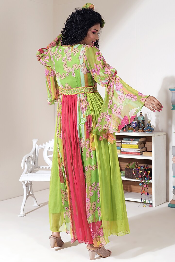 Green & Pink Printed Vacation Dress by Capisvirleo at Pernia's Pop Up Shop