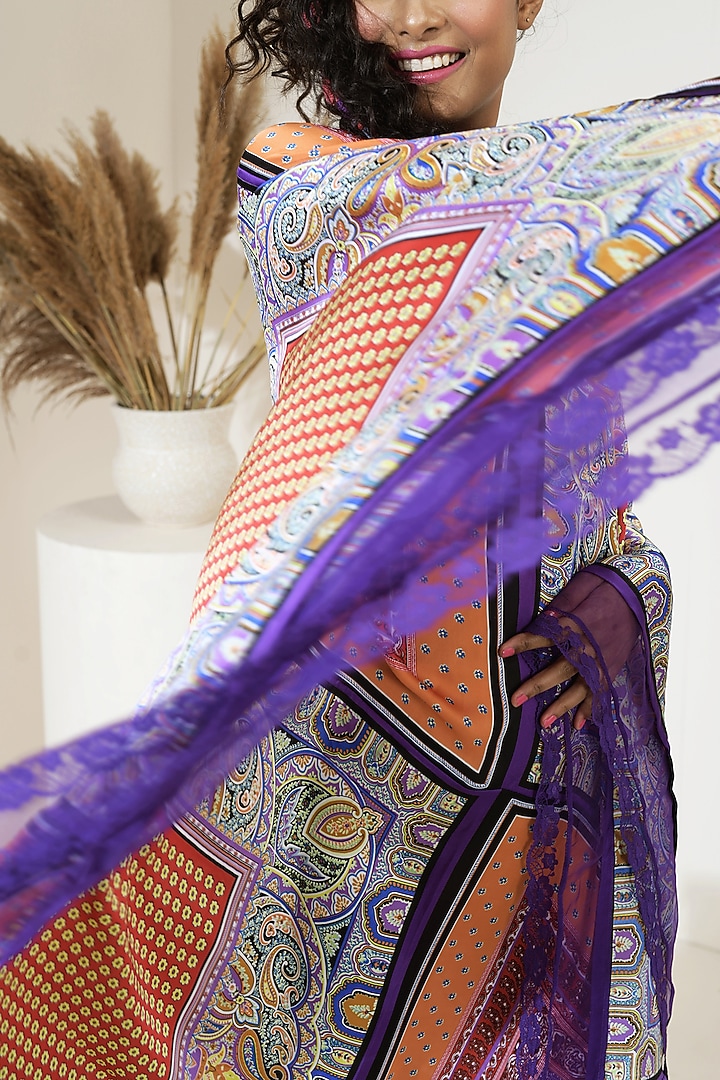 Purple & Orange Printed Kaftan by Capisvirleo at Pernia's Pop Up Shop