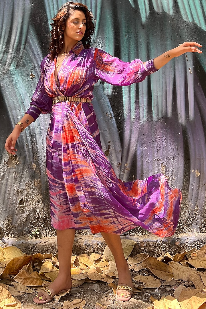 Purple Tie-Dye Uneven Dress by Capisvirleo