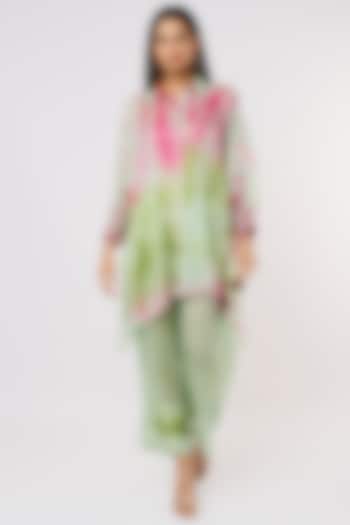 Mint Green & Blush Pink Embroidered Tunic Set by Capisvirleo