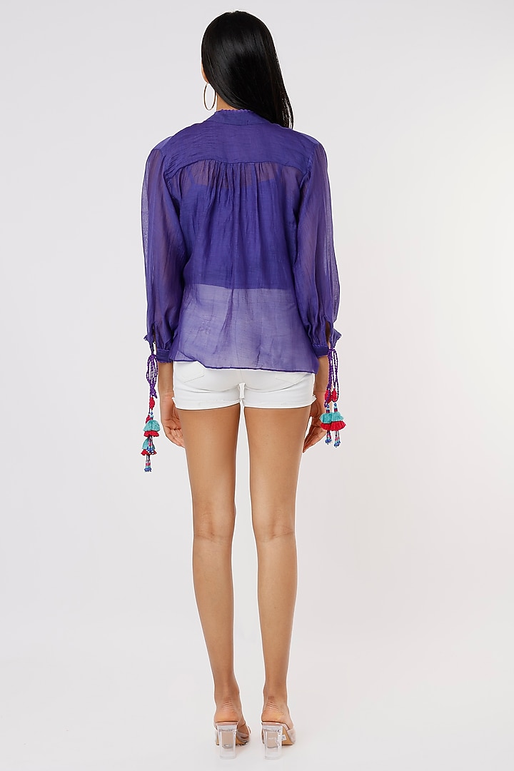 Purple Chanderi Silk Top With Inner by Capisvirleo at Pernia's Pop Up Shop