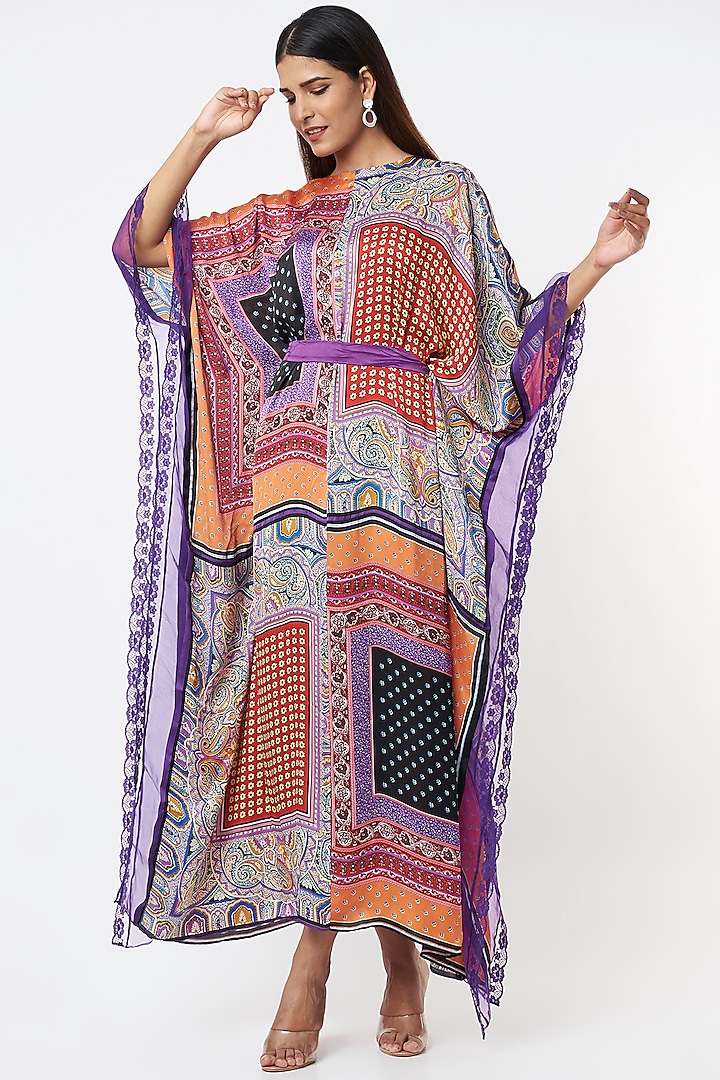 Purple Printed Kaftan Dress by Capisvirleo