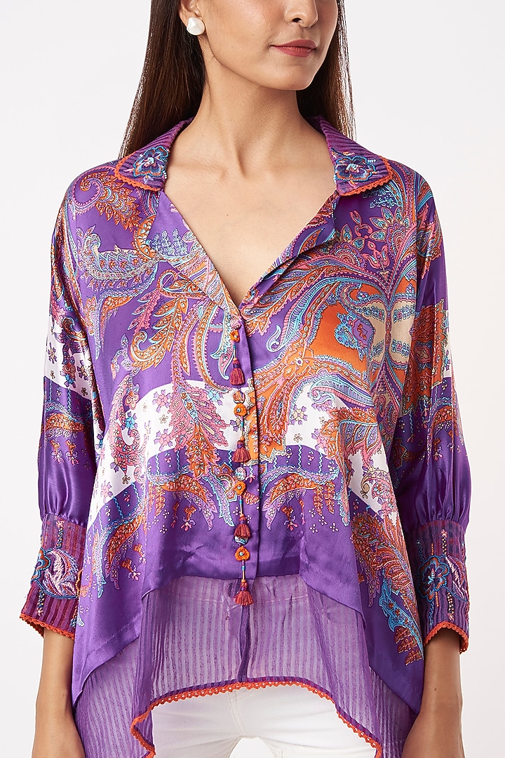 Purple Printed Kaftan Top by Capisvirleo at Pernia's Pop Up Shop