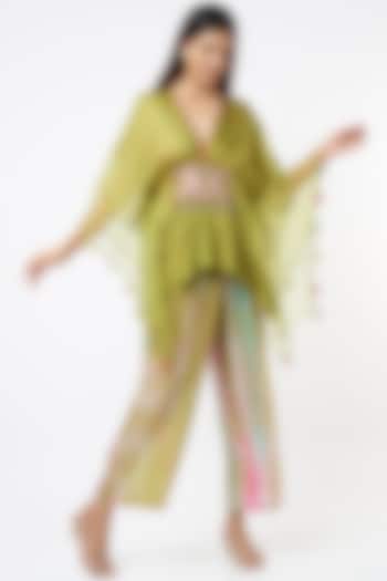 Olive Green Tie-Dyed Pant Set by Capisvirleo at Pernia's Pop Up Shop
