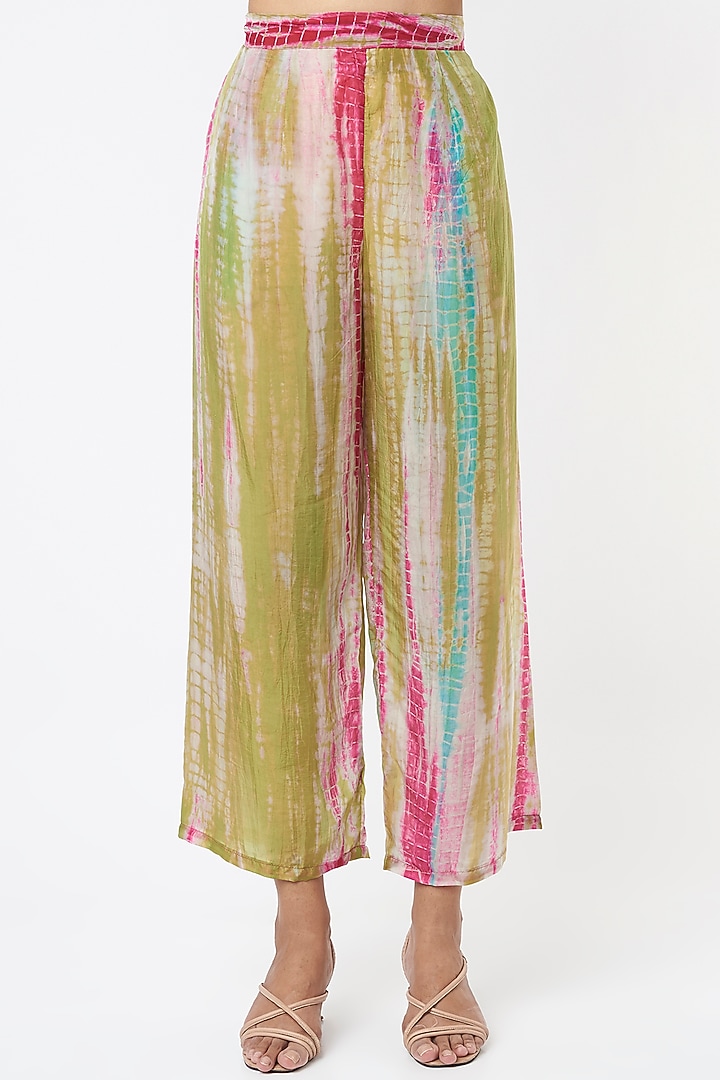 Olive Green Tie-Dyed Pant Set by Capisvirleo at Pernia's Pop Up Shop