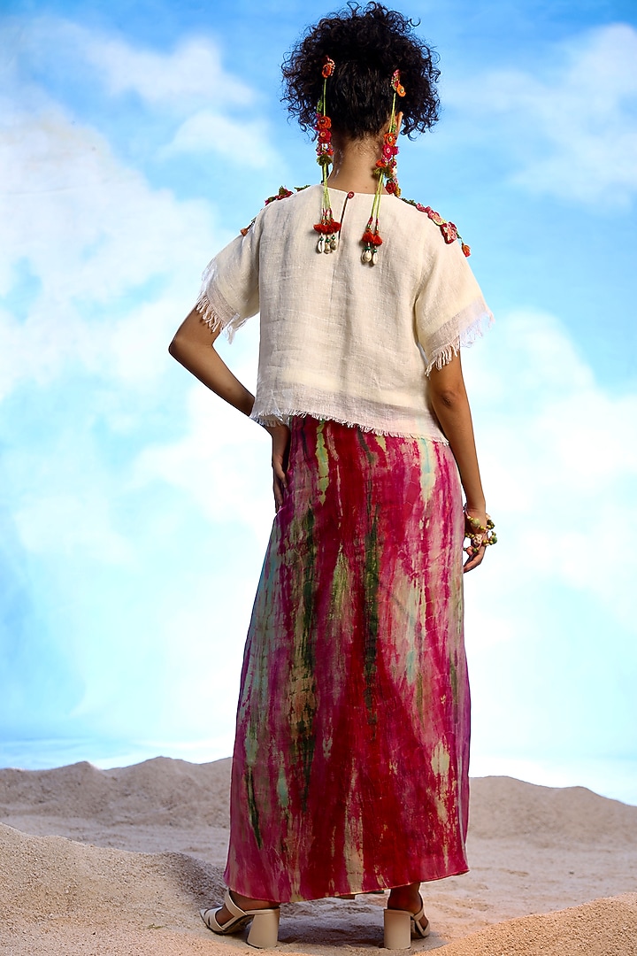 Ivory Linen Embroidered Crop Top by Capisvirleo at Pernia's Pop Up Shop