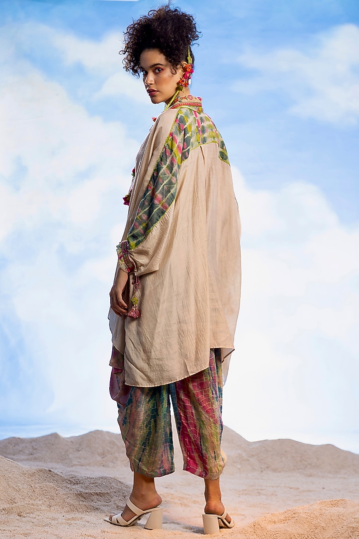 Ecru Cotton Silk Embroidered Co-Ord Set by Capisvirleo at Pernia's Pop Up Shop