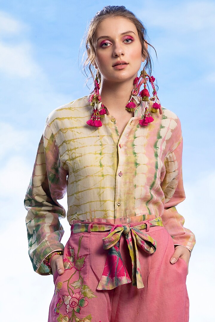 Pink Handloom Cotton Shirt by Capisvirleo at Pernia's Pop Up Shop