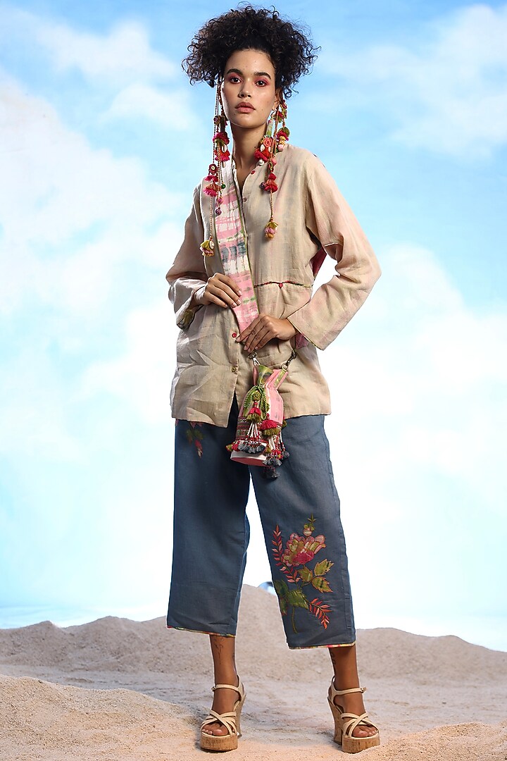 Ecru Handloom Cotton Shirt by Capisvirleo at Pernia's Pop Up Shop