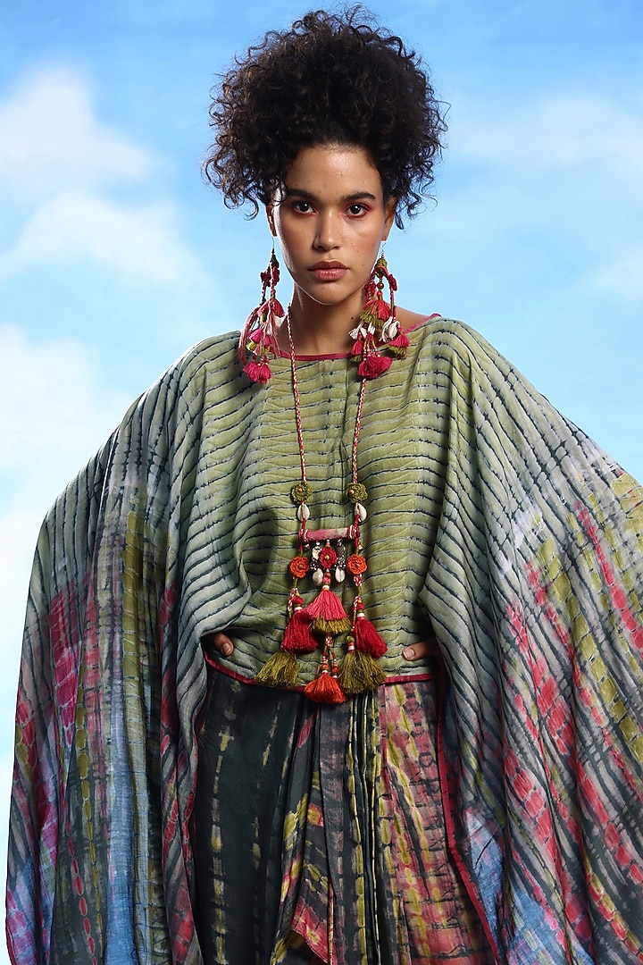 Multi-Colored Cotton Silk Cape Set by Capisvirleo at Pernia's Pop Up Shop