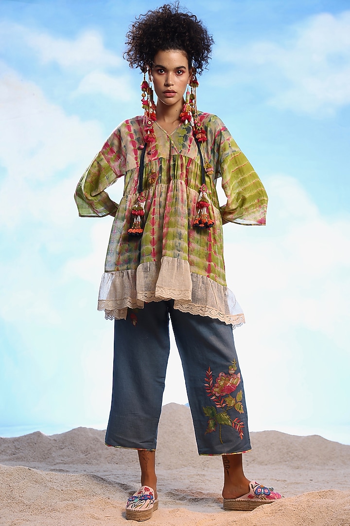 Ecru Cotton & Jute Gathered Top by Capisvirleo at Pernia's Pop Up Shop