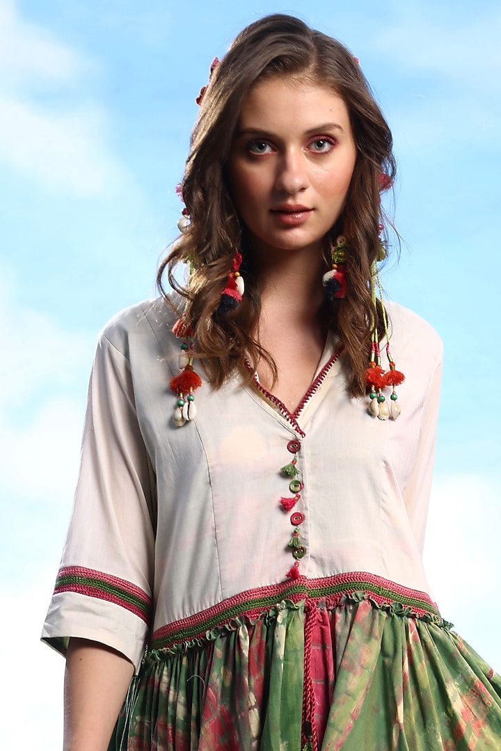 Green Cotton Gathered Tunic Set by Capisvirleo at Pernia's Pop Up Shop