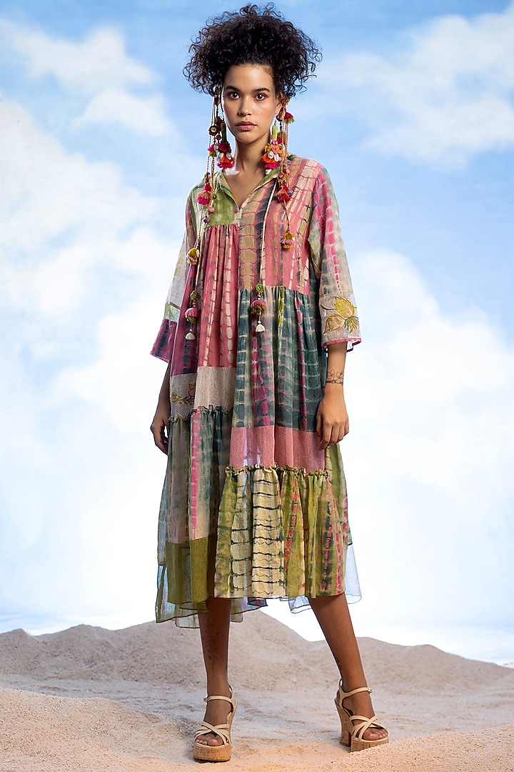 Multi-Colored Cotton Embroidered Dress by Capisvirleo