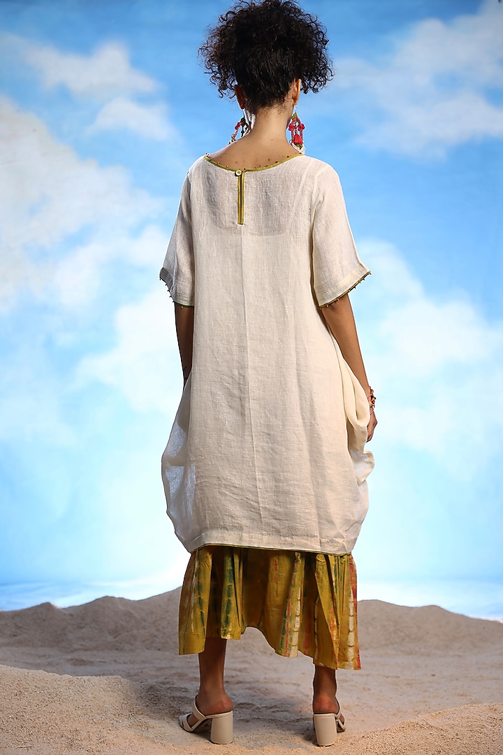 Ivory Linen & Cotton Embroidered Cocktail Dress by Capisvirleo at Pernia's Pop Up Shop