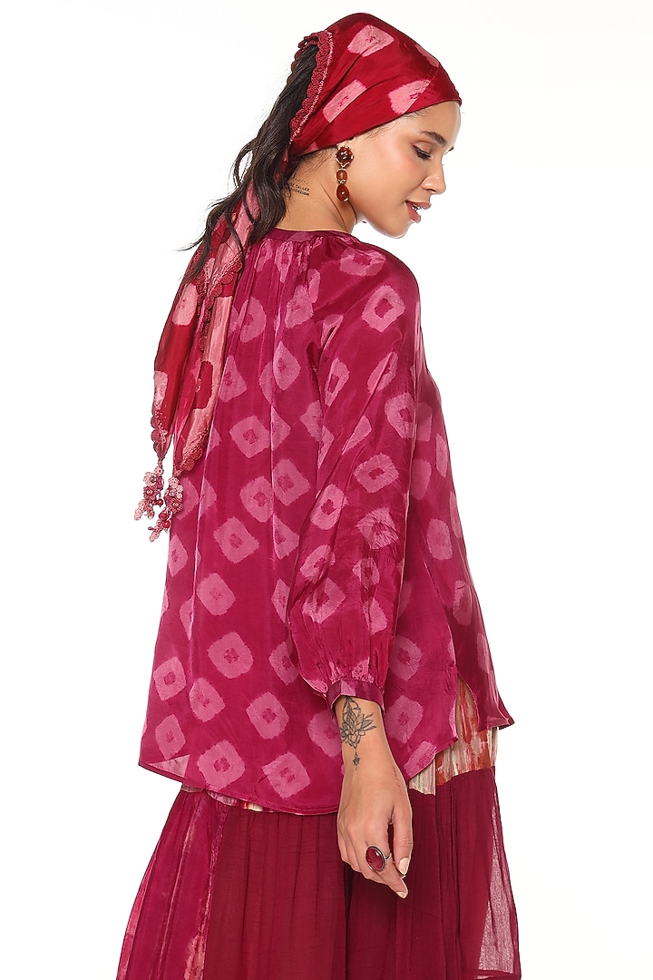 Raspberry Pink Habutai Silk Tie-Dye Shirt by Capisvirleo at Pernia's Pop Up Shop