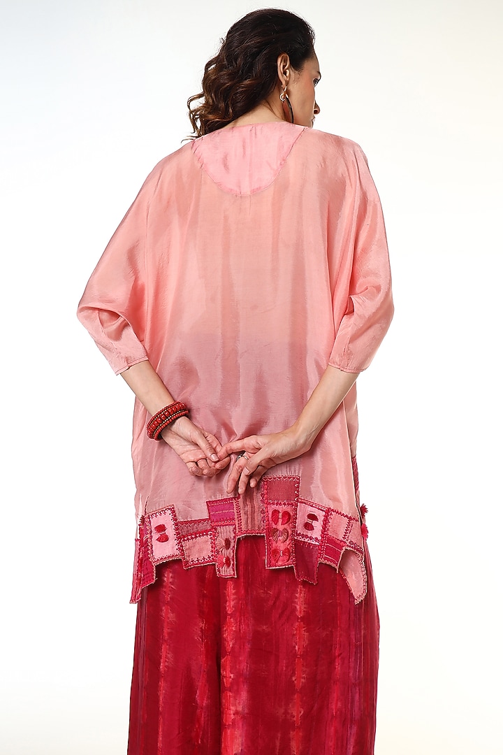 Powder Pink Habutai Silk Embellished Kaftan Shirt by Capisvirleo at Pernia's Pop Up Shop