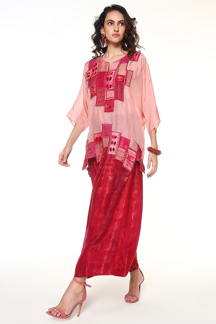 Powder Pink Habutai Silk Embellished Kaftan Shirt by Capisvirleo at Pernia's Pop Up Shop