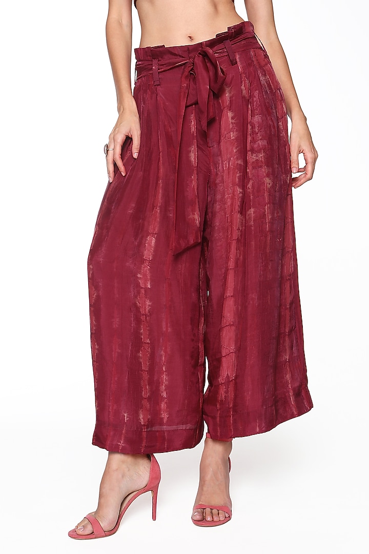 Raspberry Pink Habutai Silk Wide-Leg Pants by Capisvirleo at Pernia's Pop Up Shop