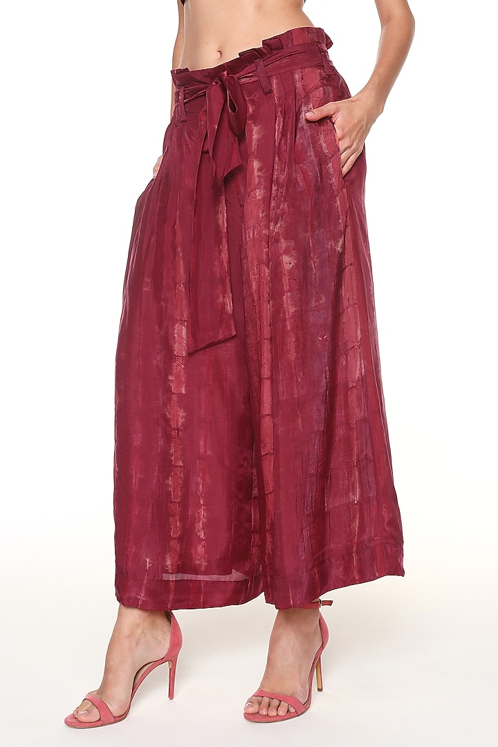 Raspberry Pink Habutai Silk Wide-Leg Pants by Capisvirleo at Pernia's Pop Up Shop