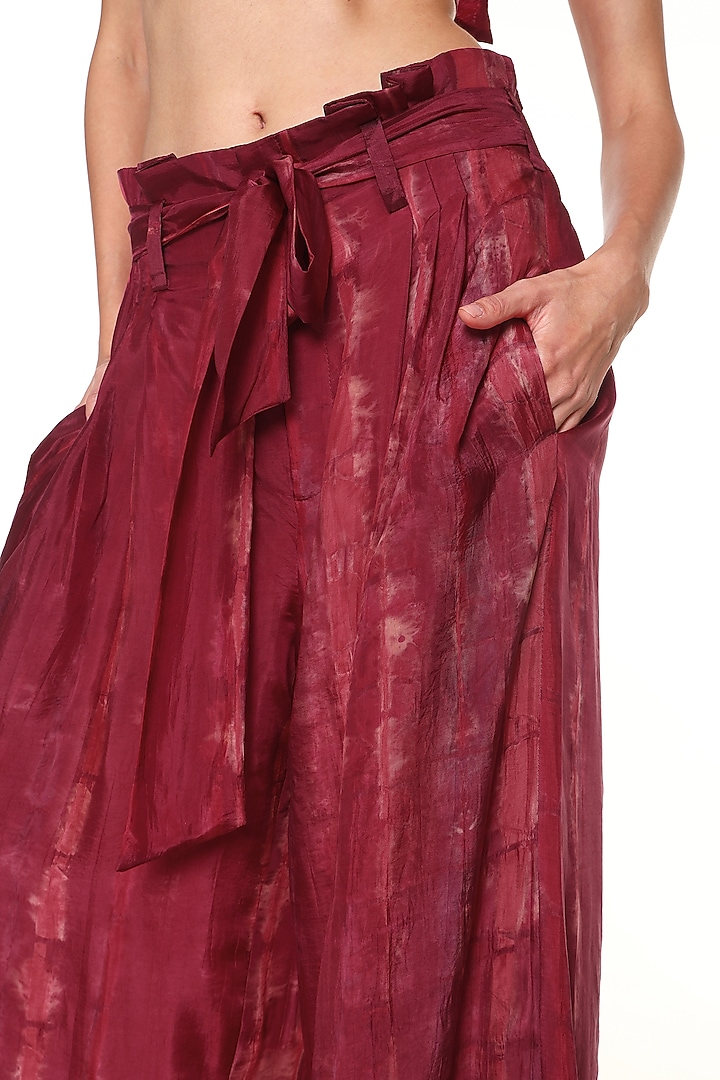 Raspberry Pink Habutai Silk Wide-Leg Pants by Capisvirleo at Pernia's Pop Up Shop