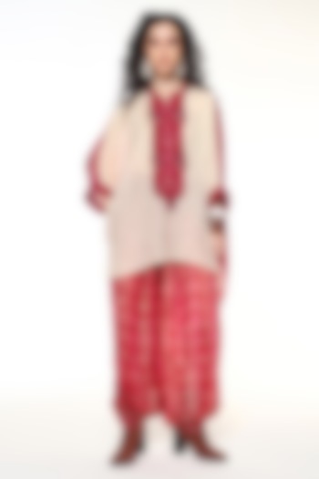 Ruby & Hibiscus Pink Habutai Silk Embroidered Co-Ord Set by Capisvirleo at Pernia's Pop Up Shop