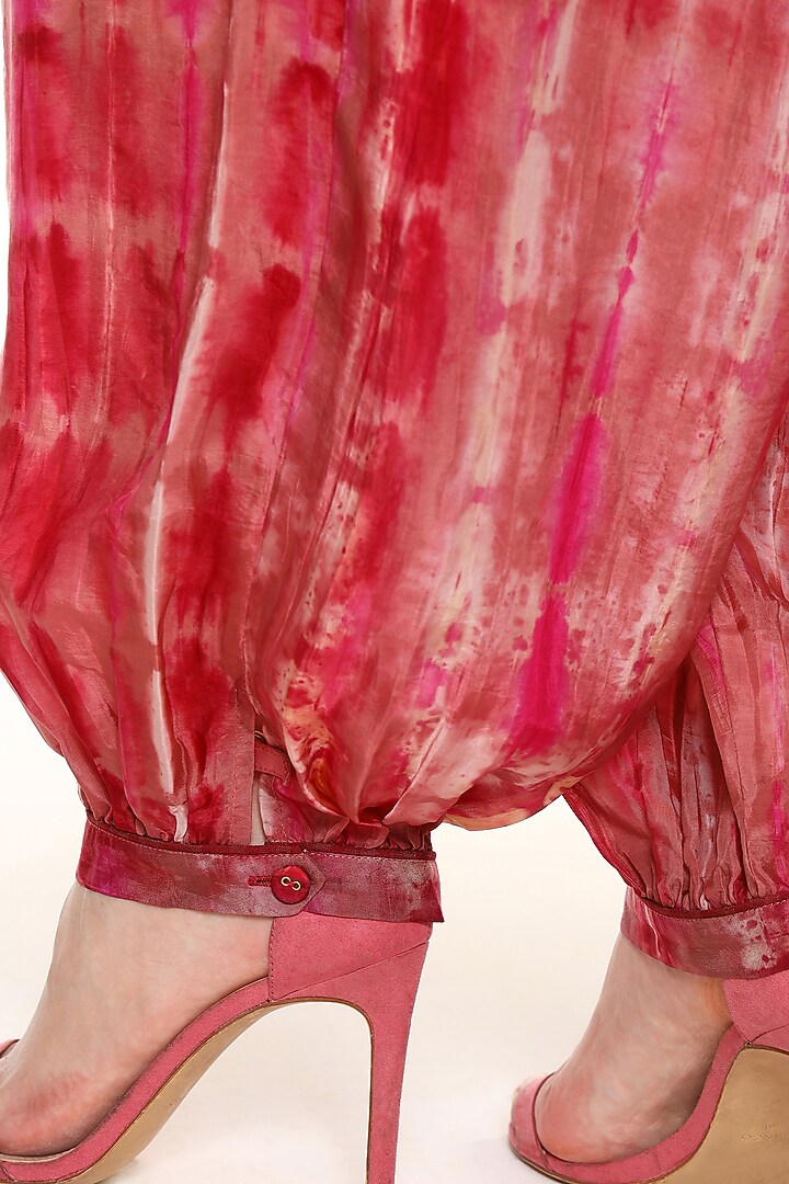 Hibiscus Pink Habutai Silk Gathered Balloon Pants by Capisvirleo at Pernia's Pop Up Shop