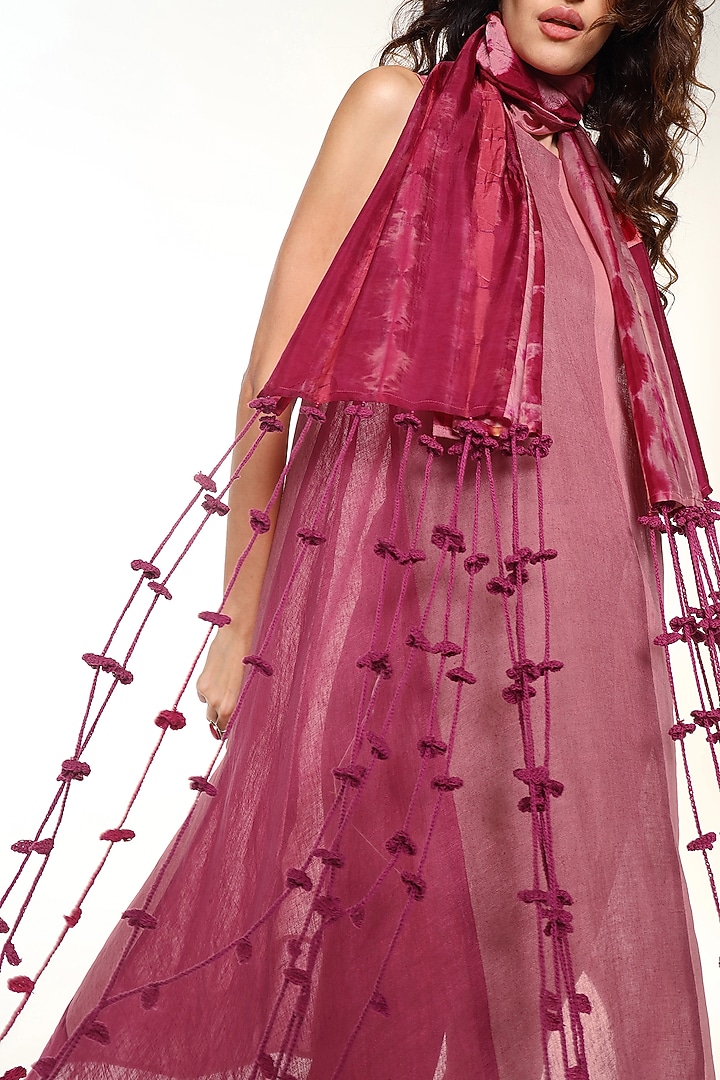 Ruby Pink Habutai Silk Block Printed Stole by Capisvirleo at Pernia's Pop Up Shop