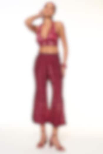Raspberry Pink Habutai Silk Straight-Leg Pants by Capisvirleo at Pernia's Pop Up Shop