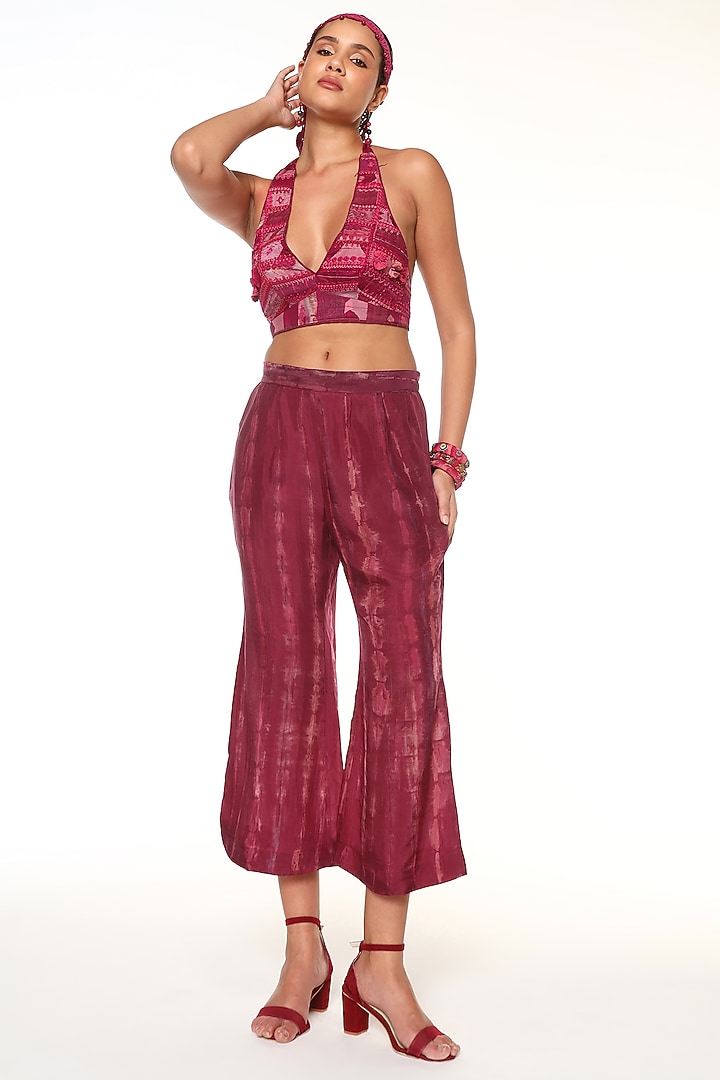 Raspberry Pink Habutai Silk Straight-Leg Pants by Capisvirleo at Pernia's Pop Up Shop