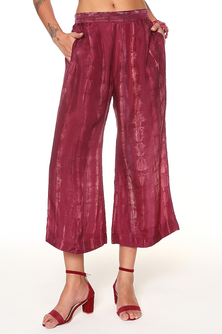 Raspberry Pink Habutai Silk Straight-Leg Pants by Capisvirleo at Pernia's Pop Up Shop