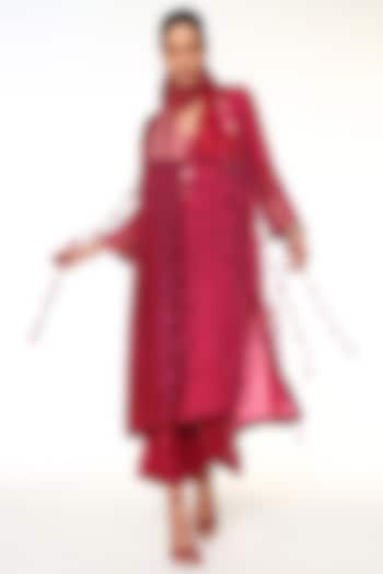 Raspberry & Ruby Pink Habutai Silk Tunic Set by Capisvirleo at Pernia's Pop Up Shop