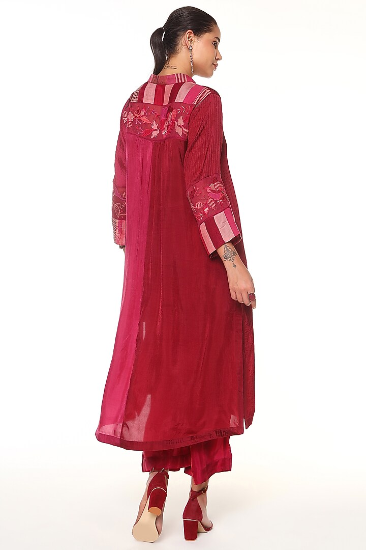 Raspberry & Ruby Pink Habutai Silk Tunic Set by Capisvirleo at Pernia's Pop Up Shop