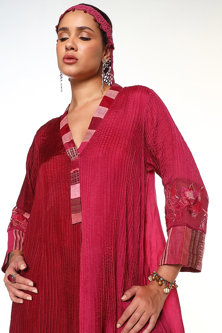 Raspberry & Ruby Pink Habutai Silk Tunic Set by Capisvirleo at Pernia's Pop Up Shop