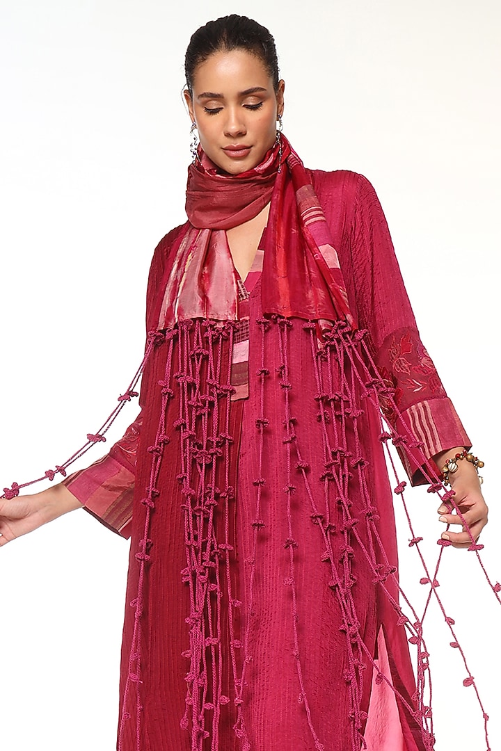 Raspberry & Ruby Pink Habutai Silk Tunic Set by Capisvirleo at Pernia's Pop Up Shop