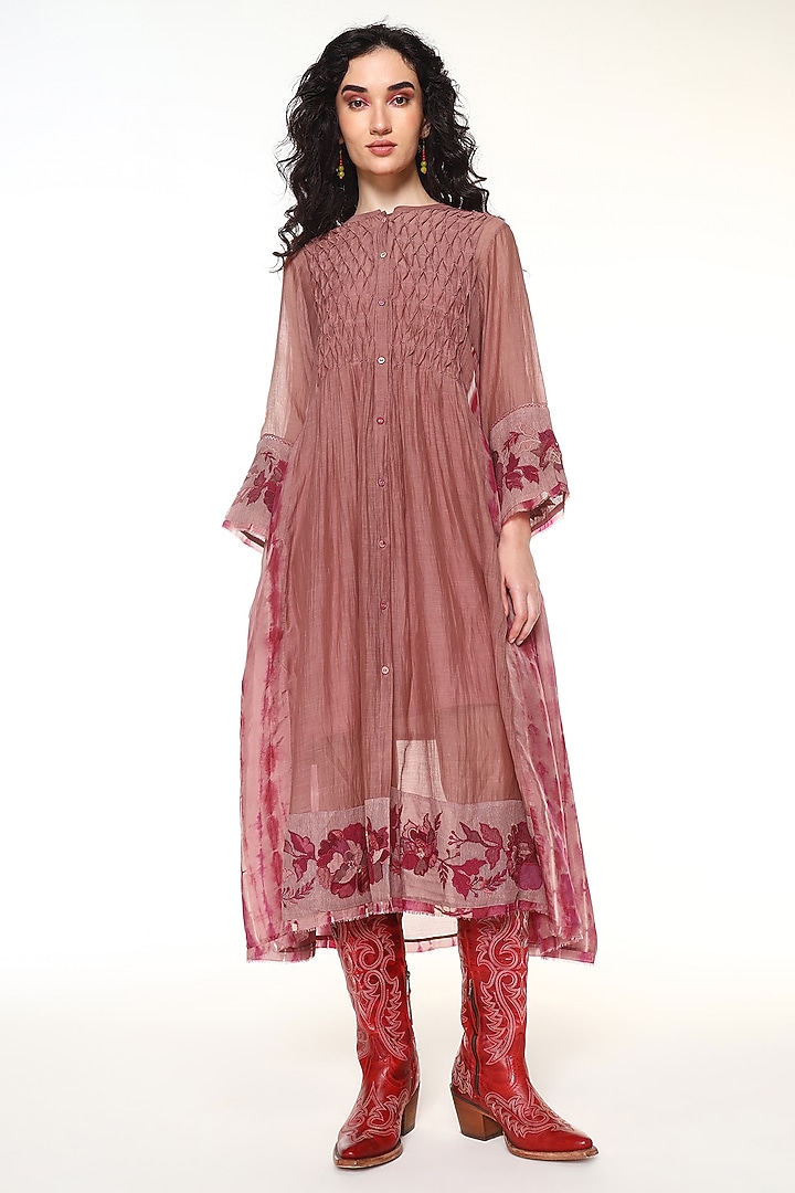 Powder Pink Habutai Silk Hand Embroidered Cocktail Dress by Capisvirleo at Pernia's Pop Up Shop