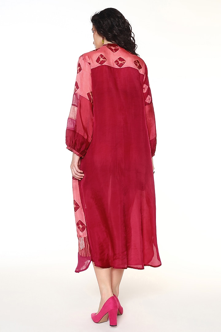 Ruby Pink Habutai Silk Patch Work Midi Cocktail Dress by Capisvirleo at Pernia's Pop Up Shop