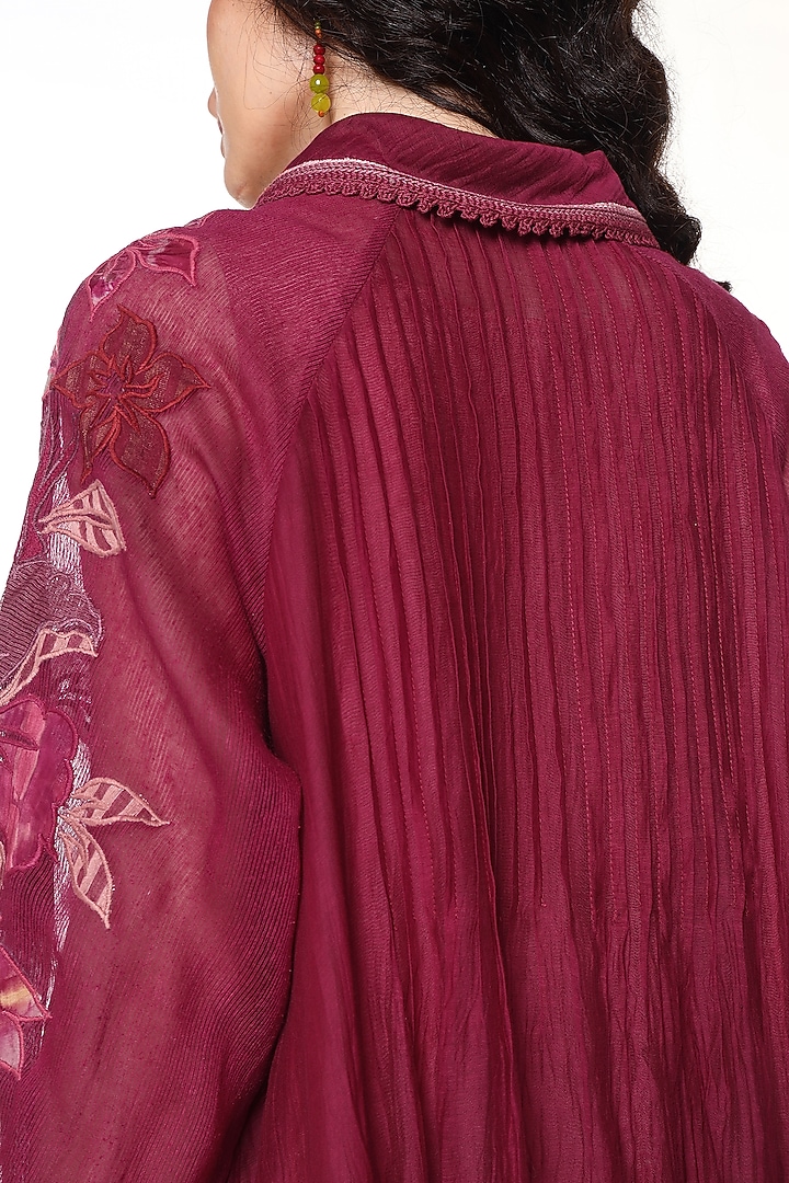 Raspberry Pink Chanderi Silk Embroidered Vacation Dress by Capisvirleo at Pernia's Pop Up Shop