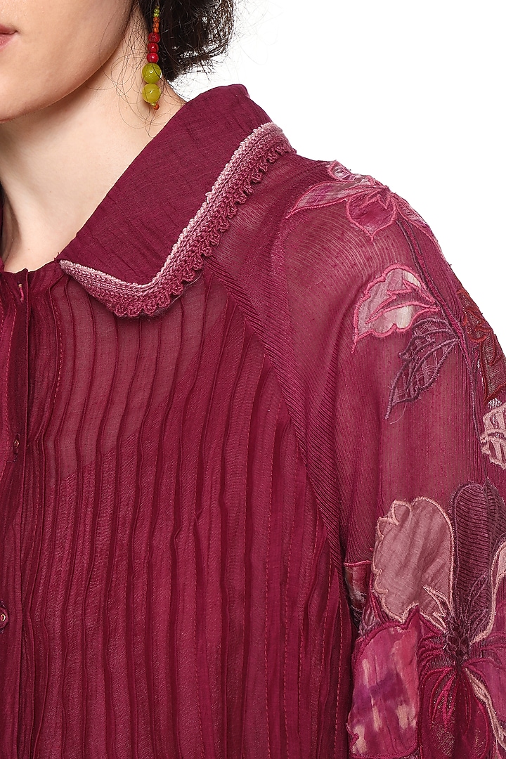 Raspberry Pink Chanderi Silk Embroidered Vacation Dress by Capisvirleo at Pernia's Pop Up Shop