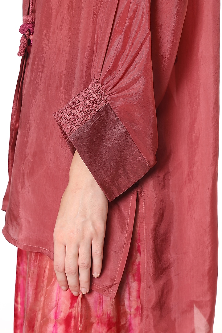 Powder Pink Habutai Silk Crochet Shirt by Capisvirleo at Pernia's Pop Up Shop