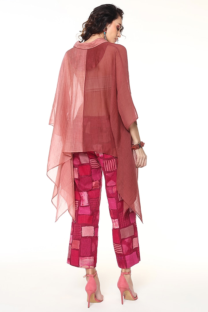 Powder Pink Chanderi Silk & Habutai Silk Patchwork Co-Ord Set by Capisvirleo at Pernia's Pop Up Shop